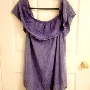 Denim lightweight over or off shoulder dress size Large